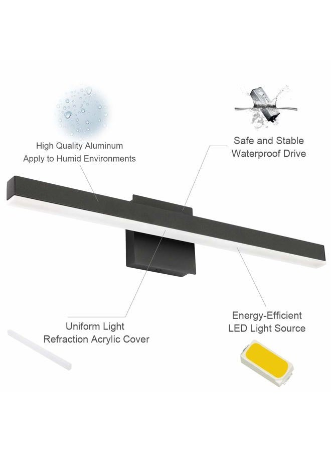 Aipsun 23.6 inch Modern Black Vanity Light LED Black Bathroom Vanity Light Fixtures Black Wall Light for Bathroom (White Light) - Image 5