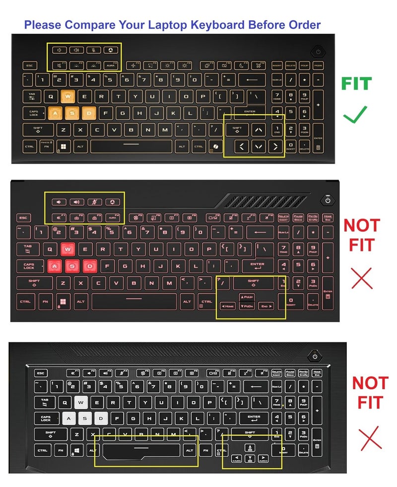 Raya غطاء لوحة مفاتيح متميز لجهاز ASUS TUF Gaming A16/F16 16 بوصة لعام 2025. (سيليكون شفاف) - Image 2