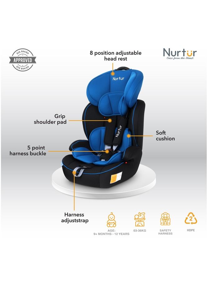 Nurtur Ragnar BabyKids 3in1 Car Seat  Booster Seat  Adjustable Headrest  Extra Protection  5Point Safety Harness  9 months to 12 years  Upto 36kg Official Nurtur Product - Image 2