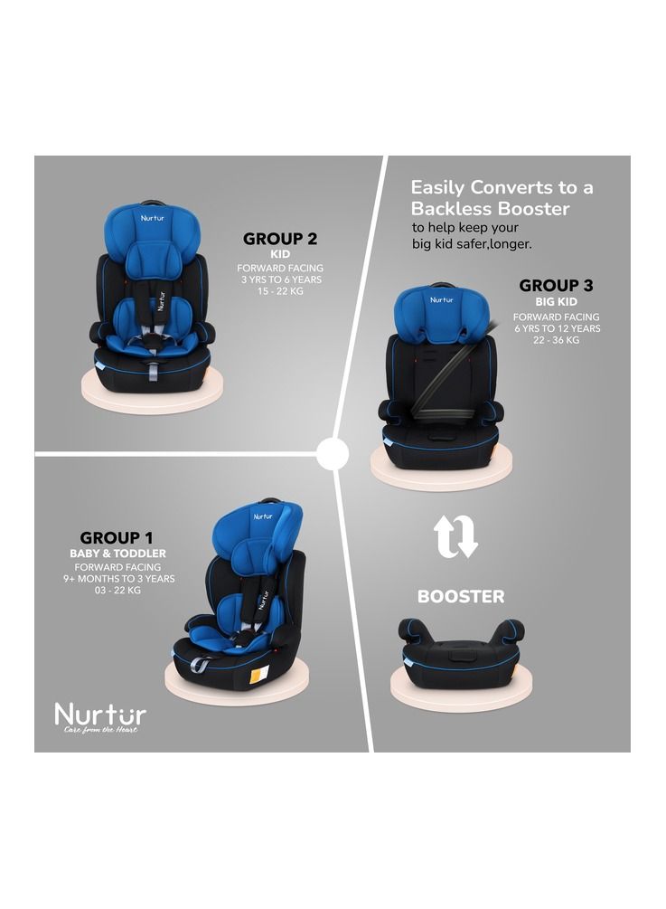 Nurtur Ragnar BabyKids 3in1 Car Seat  Booster Seat  Adjustable Headrest  Extra Protection  5Point Safety Harness  9 months to 12 years  Upto 36kg Official Nurtur Product - Image 3