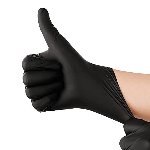 YOTU Black Disposable Nitrile Latex & Powder Free 6-Mil Gloves 100 Count, Textured, Mechanic Wearing, Cleaning, Food Black Medium - Image 3