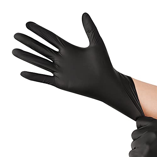 YOTU Black Disposable Nitrile Latex & Powder Free 6-Mil Gloves 100 Count, Textured, Mechanic Wearing, Cleaning, Food Black Medium - Image 5