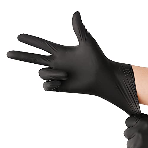 YOTU Black Disposable Nitrile Latex & Powder Free 6-Mil Gloves 100 Count, Textured, Mechanic Wearing, Cleaning, Food Black Medium - Image 4