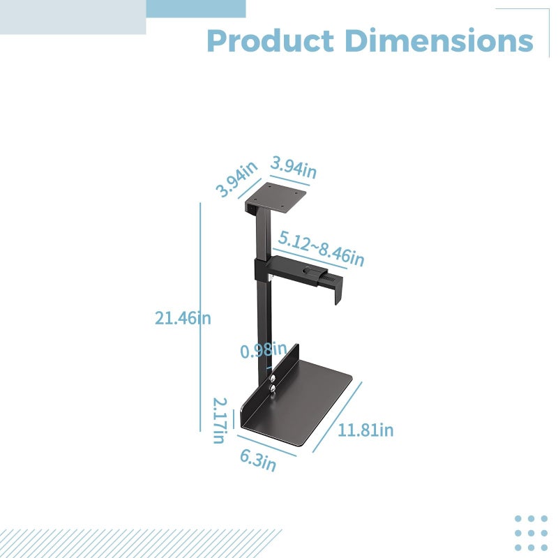 Under Desk CPU Tower Mount Adjustable Heavy Duty Metal Computer Holder - Image 5