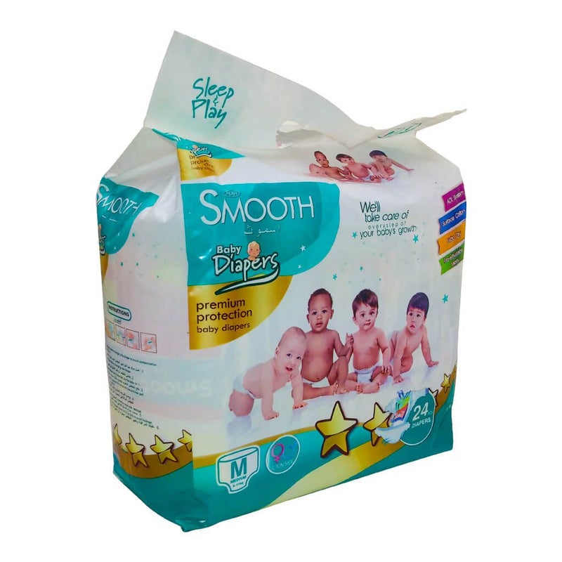 Smooth حفاضات بيبي فياه سموذ بريميوم بروتيكشن - حجم متوسط (24 قطعة) - Image 4