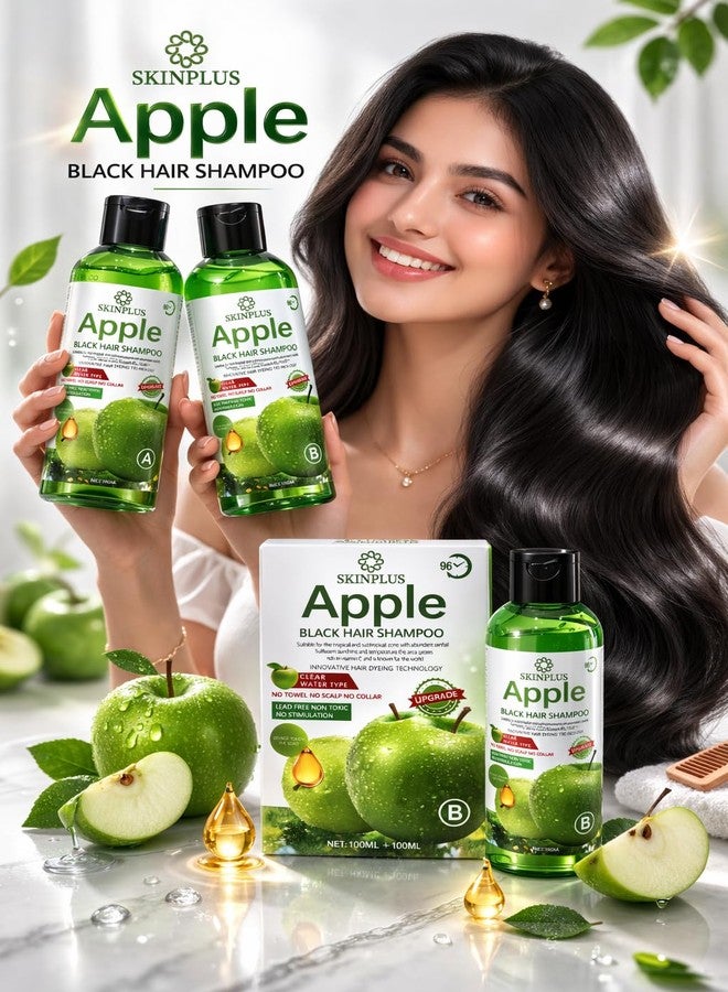 Skinplus Apple Hair Color Shampoo - Instant Black Hair Treatment(100ml + 100ml) - Image 5