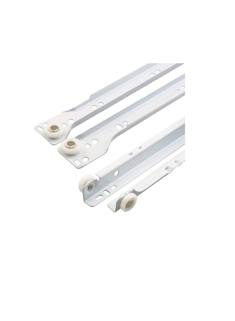 Robustline Roller Wheel Cabinet Drawer Keyboard Slide Glide Runner 2 Pairs (1.0mm Thickness), Heavy duty drawer slides (10") - Image 1