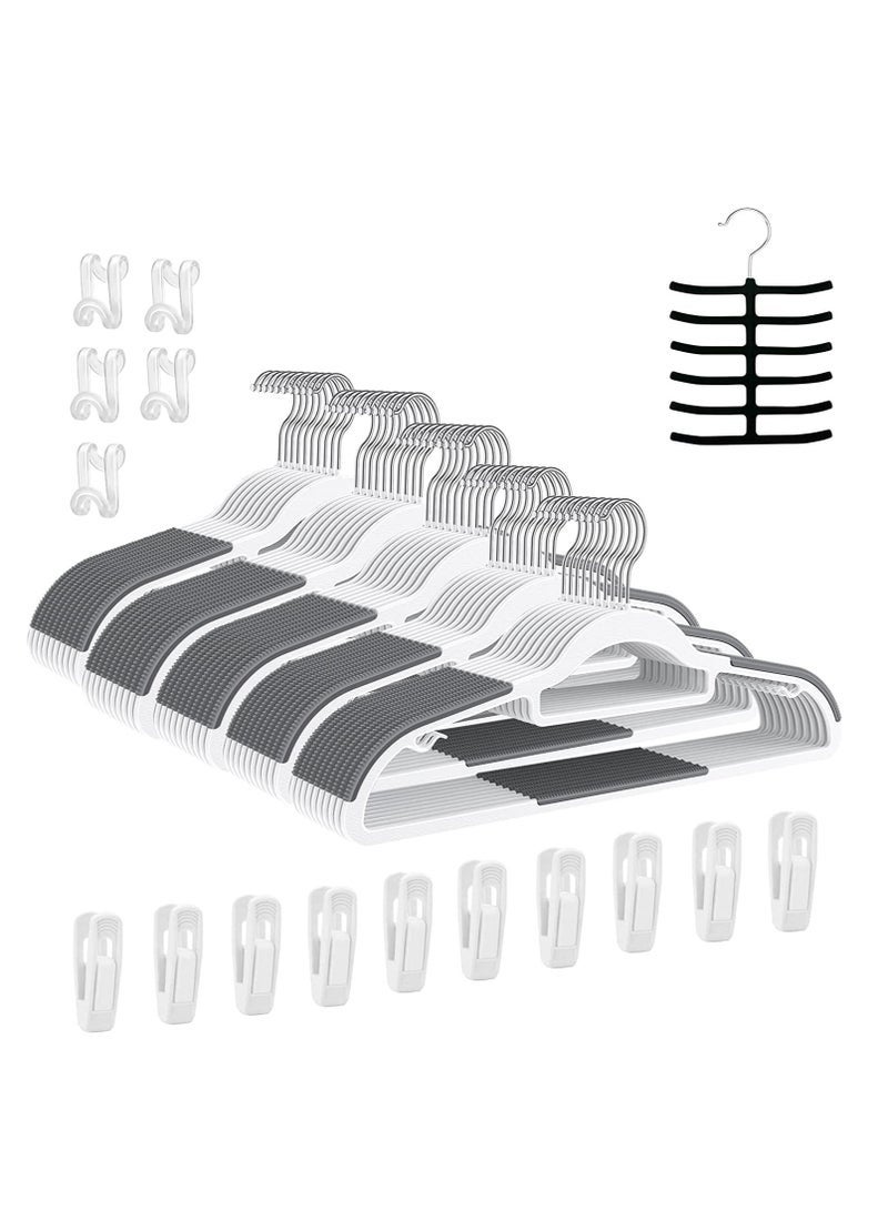 Bukela Clothes Hangers, Heavy Duty Durable Standard Clothes Hanger, Plastic Suit Coat Shirt Hangers, 50 PACK Space Saving Clothes Hanger with Rubber Coating 16.5Inches - 50pcs Light Grey) - Image 1