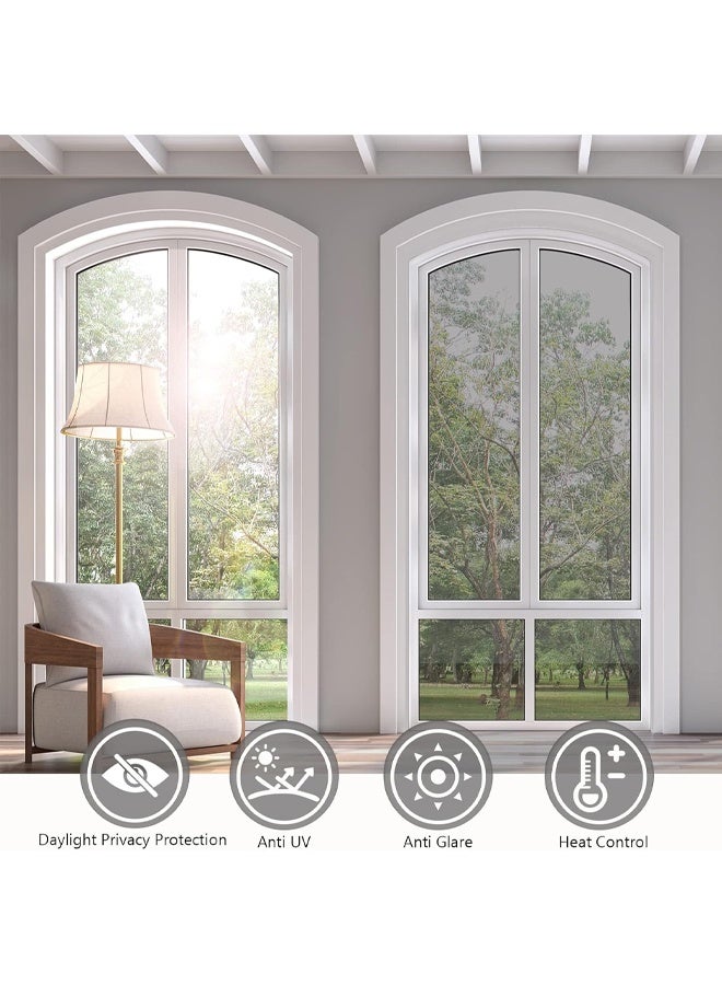 إتش كيو جيمنغ ملصق فيلم نافذة، فيلم عاكس للخصوصية في اتجاه واحد، فيلم ثابت للخصوصية أثناء النهار، فيلم نافذة للتحكم في الحرارة، مانع لأشعة الشمس فوق البنفسجية عاكس للنوافذ للمنزل والمكتب، فضي - Image 4