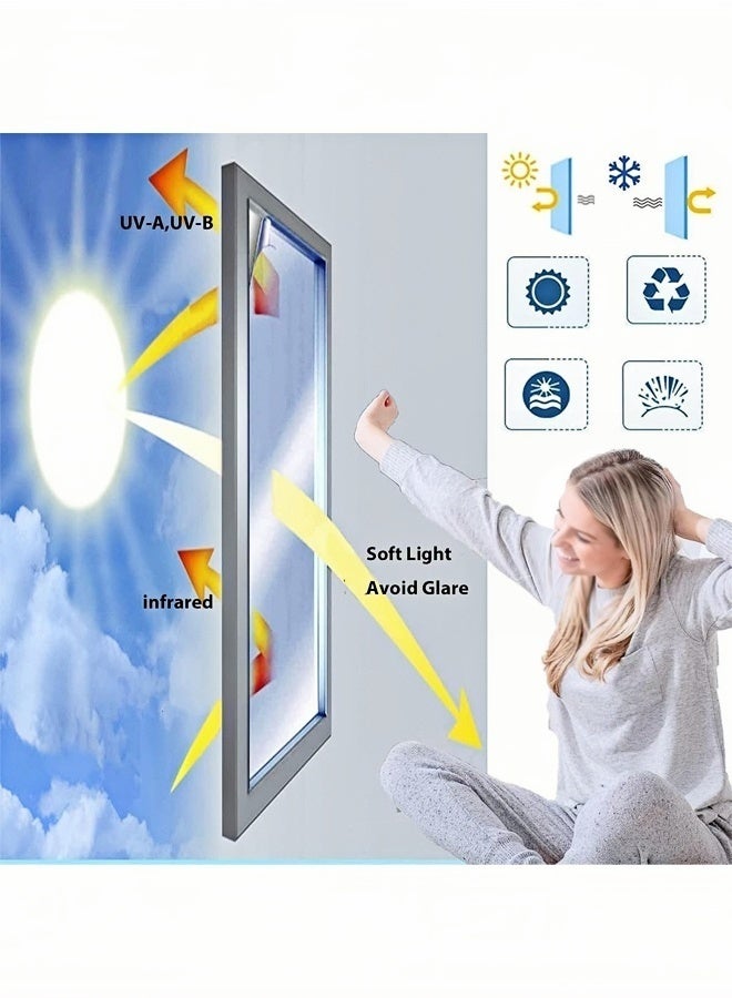 إتش كيو جيمنغ ملصق فيلم نافذة، فيلم عاكس للخصوصية في اتجاه واحد، فيلم ثابت للخصوصية أثناء النهار، فيلم نافذة للتحكم في الحرارة، مانع لأشعة الشمس فوق البنفسجية عاكس للنوافذ للمنزل والمكتب، فضي - Image 3