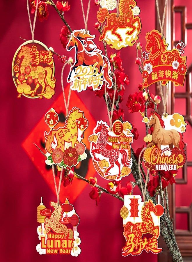 هواف مجموعة زينة معلقة من هاوف، 36 قطعة، زينة خشبية لعام 2026 (عام الحصان) لتزيين حفلات رأس السنة القمرية، لافتات خشبية معلقة تحمل شعار عام 2026 (عام الحصان). - Image 3