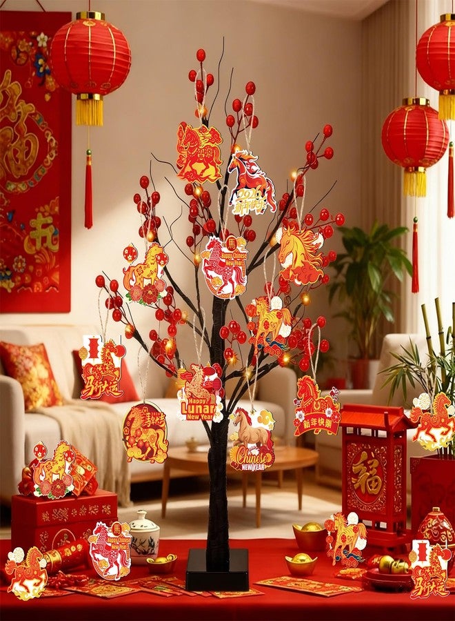 هواف مجموعة زينة معلقة من هاوف، 36 قطعة، زينة خشبية لعام 2026 (عام الحصان) لتزيين حفلات رأس السنة القمرية، لافتات خشبية معلقة تحمل شعار عام 2026 (عام الحصان). - Image 5