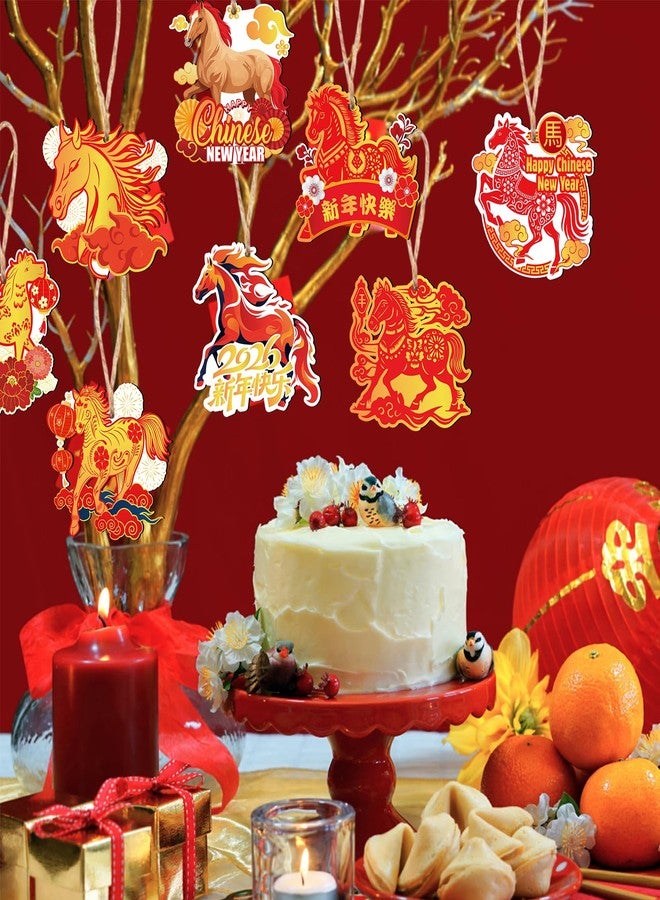 هواف مجموعة زينة معلقة من هاوف، 36 قطعة، زينة خشبية لعام 2026 (عام الحصان) لتزيين حفلات رأس السنة القمرية، لافتات خشبية معلقة تحمل شعار عام 2026 (عام الحصان). - Image 4