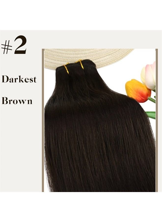 Sunny Hair Sunny Clip in Hair Extensions Darkest Brown 14inch 70G Clip on Hair Extensions Human Hair Brown Clip in Human Hair Extensions For Women Upgrade Your Hair Style 3pcs/Pack  - Image 4