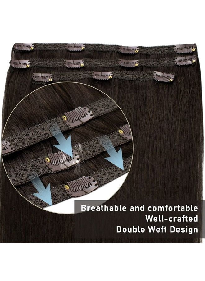 Sunny Hair Sunny Clip in Hair Extensions Darkest Brown 14inch 70G Clip on Hair Extensions Human Hair Brown Clip in Human Hair Extensions For Women Upgrade Your Hair Style 3pcs/Pack  - Image 3