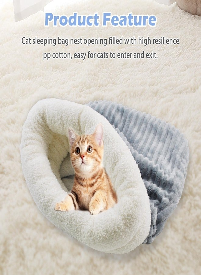 MUYG Cat Sleeping Bag for Indoor Cats,Kitten Large Sack Sleep Bag Soft Plush Cozy Warm Winter Kitten Cave Bed Comfortable Rabbits Guinea Pigs(Blue) - Image 3