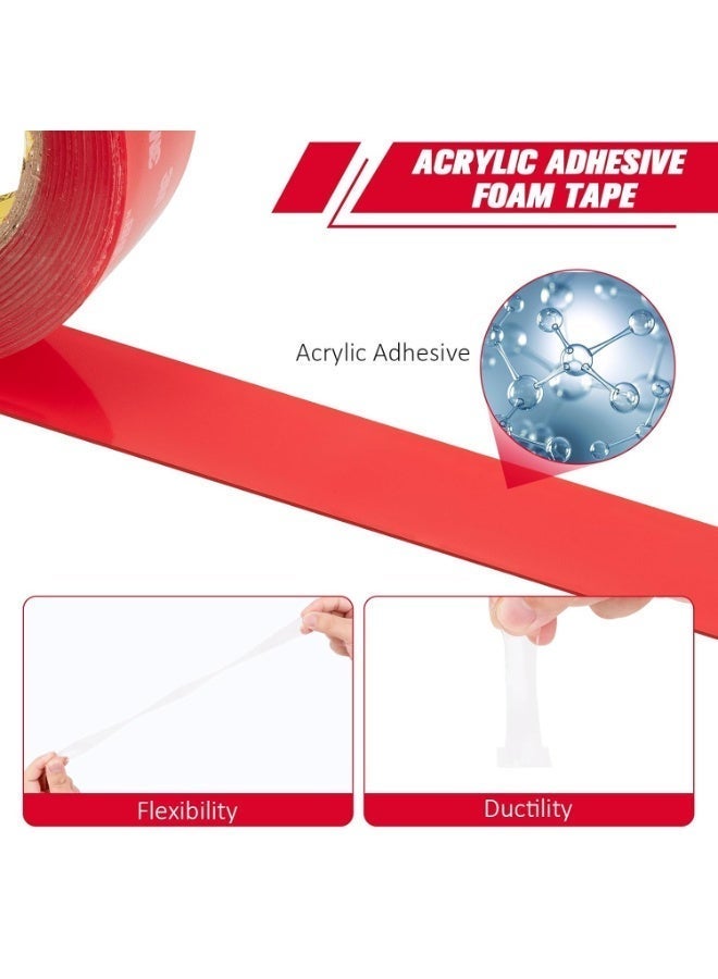 3M VHB Double Sided Tape Heavy Duty, 5cm x 3m Clear Waterproof Foam Tape, Strong Acrylic Adhesive for Car Trim and Home Office Decor, Transparent Mounting Tape for Glass Metal and Marble Surfaces - Image 4