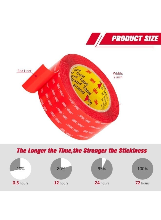 3M VHB Double Sided Tape Heavy Duty, 5cm x 3m Clear Waterproof Foam Tape, Strong Acrylic Adhesive for Car Trim and Home Office Decor, Transparent Mounting Tape for Glass Metal and Marble Surfaces - Image 3
