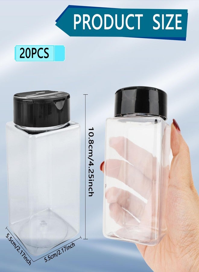 Conagel 20 Pack 9 oz Plastic Spice Jars with Black Cap Clear Empty Square Plastic Spice Bottle Large Empty Seasoning Containers for Storing Spice Seasoning Powders - Image 2