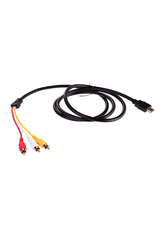 NIBEMINENT - HDMI To 3-RCA Video Audio AV Component Converter Adapter Cable Black - Image 1