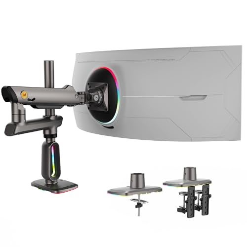 NB ERGONOMIC NB Extra Height Gaming Monitor Arm for 32 to 60 Inches Screen, Load up to 20 kg, VESA 75/100, RGB-Light, Heavy Duty, Multi Angle Adjustable, Premium Aluminum, Long Arm Extension Grey Black - Image 1