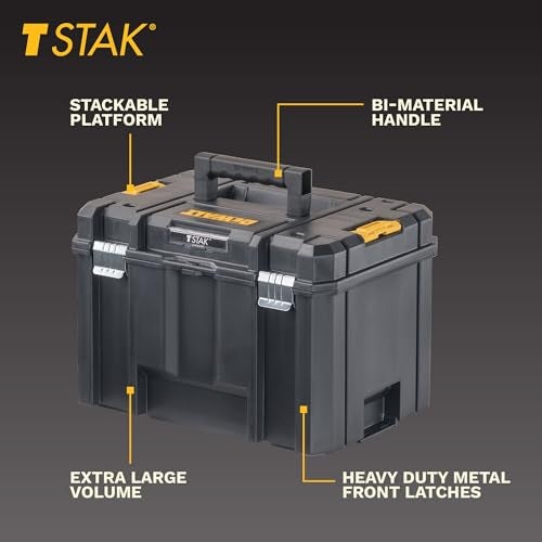 DEWALT TSTAK Tool Box Extra Large Design Removable Tray for Easy Access to Tools Water and Debris Resistant DWST17806 - Image 3