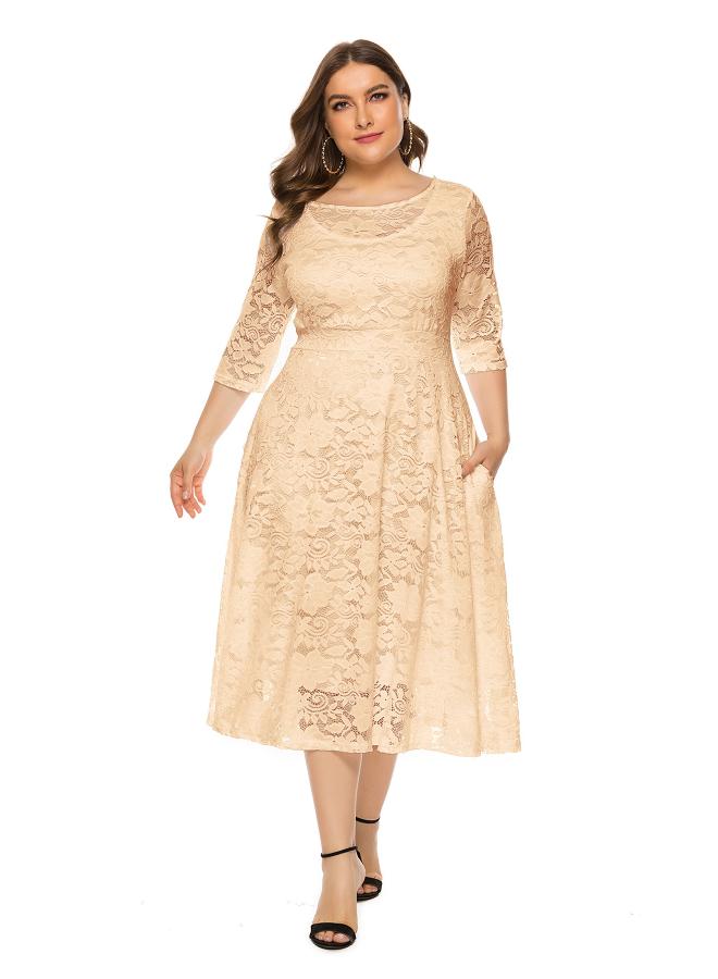 8xl Explosions European And American Large Size Women's New Evening Dress Bridesmaid Dress Lace Pocket Dress Sq 34 