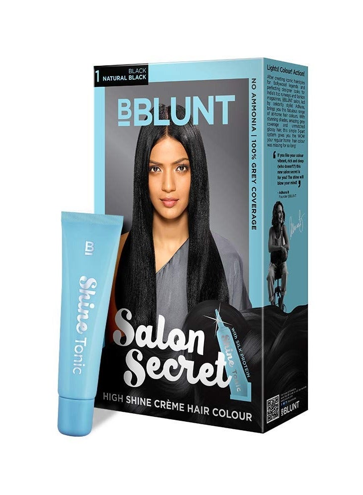 Bblunt Salon Secret High Shine Crème Hair Colour Natural Black 1 - Image 1
