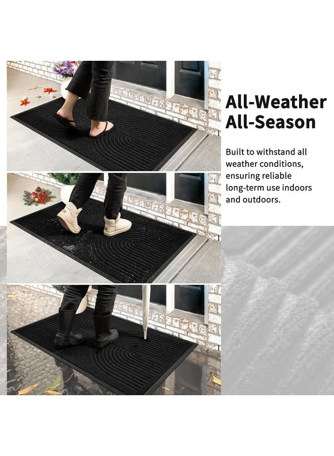 RORA Heavy Duty Door Mat Outdoor Entrance,Non Slip Welcome Mat Indoor, Natural Rubber Floor Mat for Entryway, Patio, Garage, Porch, 24"x36",Black - Image 5