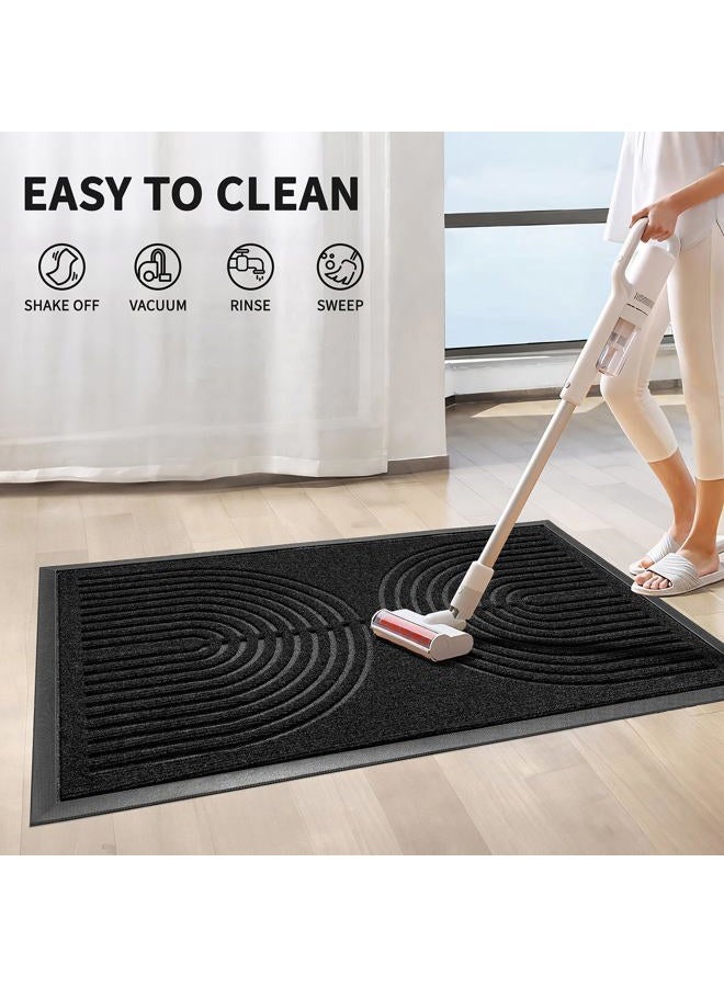 RORA Heavy Duty Door Mat Outdoor Entrance,Non Slip Welcome Mat Indoor, Natural Rubber Floor Mat for Entryway, Patio, Garage, Porch, 24"x36",Black - Image 4