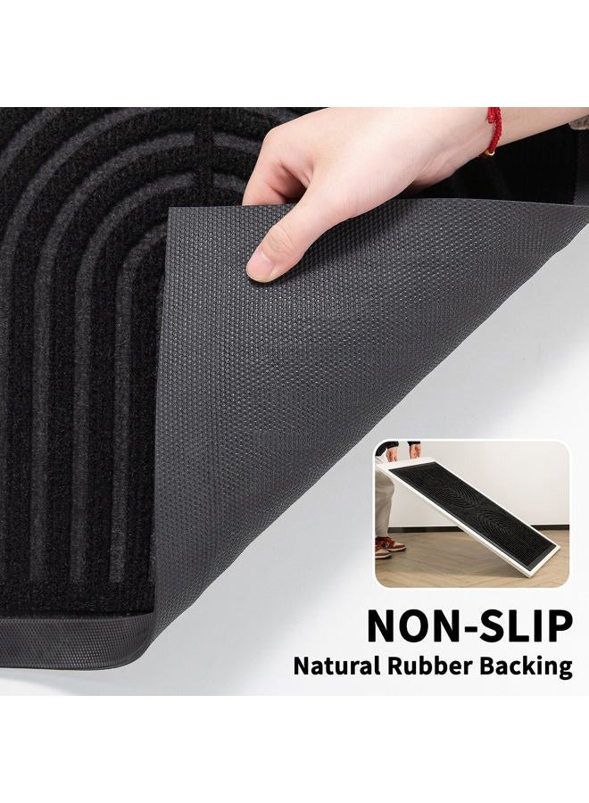 RORA Heavy Duty Door Mat Outdoor Entrance,Non Slip Welcome Mat Indoor, Natural Rubber Floor Mat for Entryway, Patio, Garage, Porch, 24"x36",Black - Image 2