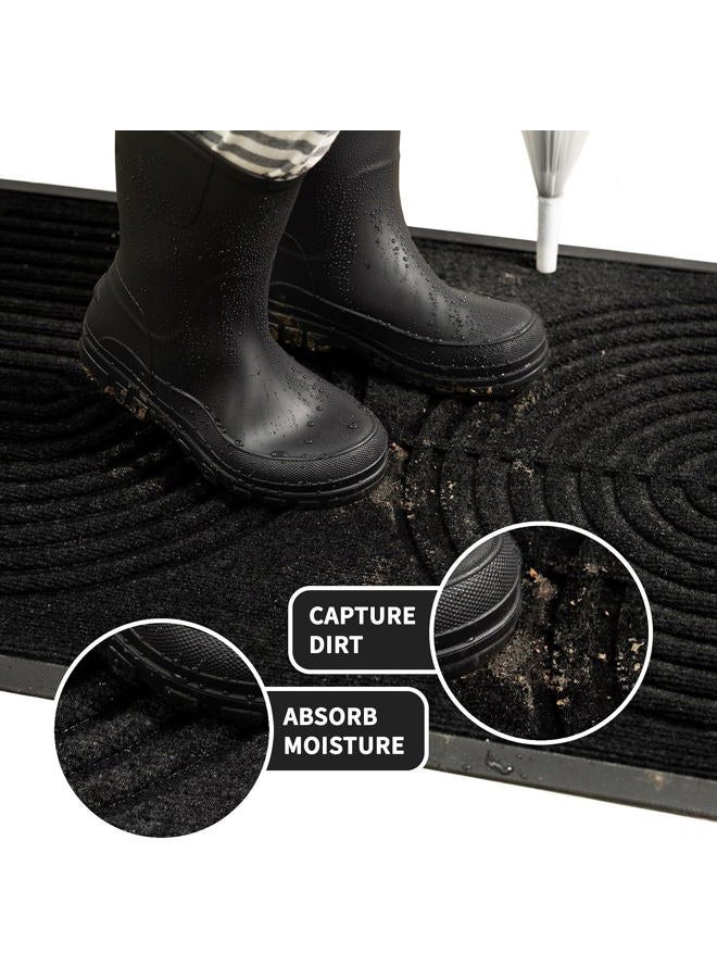 RORA Heavy Duty Door Mat Outdoor Entrance,Non Slip Welcome Mat Indoor, Natural Rubber Floor Mat for Entryway, Patio, Garage, Porch, 24"x36",Black - Image 3