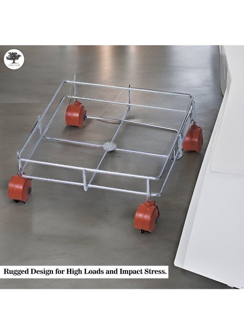 sulfar Stainless Steel Standard Oil Container Trolley/Dabba Trolly Easy to Move Wheel Trolley (Silver)  - Image 3