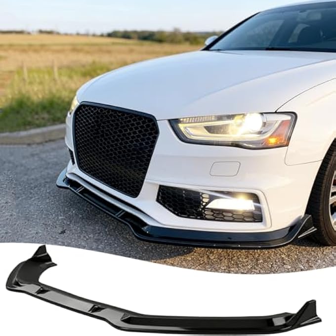 Sts.Ev01 STSEV01 Front Bumper Lip Splitter Spoiler Fit for Audi A4/ S4/ B8 B8.5 2008-2016 + A5/ S5/ B8 B8.5 2008-2017 Accessories, 3pcs Air Dam Chin Body Kit Underbody Lip (Gloss Black) - Image 1