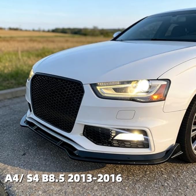 Sts.Ev01 STSEV01 Front Bumper Lip Splitter Spoiler Fit for Audi A4/ S4/ B8 B8.5 2008-2016 + A5/ S5/ B8 B8.5 2008-2017 Accessories, 3pcs Air Dam Chin Body Kit Underbody Lip (Gloss Black) - Image 4