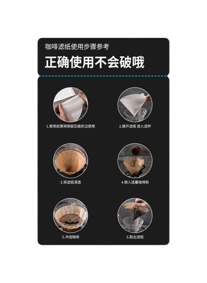 Yijuke [50 Sheets] V01 Coffee Filter Paper, V60 Pour-Over Coffee Filter Paper, V-Shaped Funnel Filter Cup Dedicated Filter Paper, Conical - Image 2
