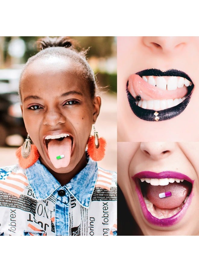Melighting 10Pcs Pill Tongue Ring Barbell 14G Surgical Steel Tongue Rings with Mix-Color Uv Shaped Tongue Piercings Tongue Ring with Ball Piercing Jewelry for Women Men Set 16mm, metal, acrylic - Image 5