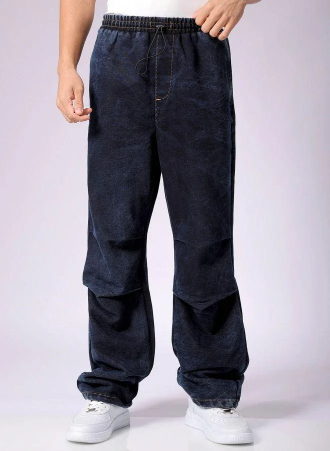 Men Baggy Solid Mid-Rise Denim Joggers