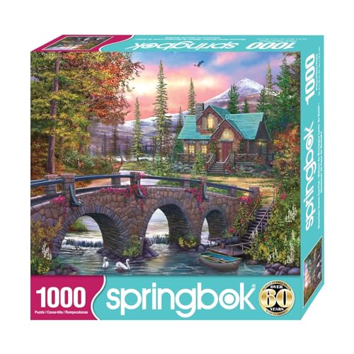 Springboks Mountain Home Sunrise 1000 Piece Puzzle for Adults is a Soothing Image of a Mountain Cabin Retreat - Image 5