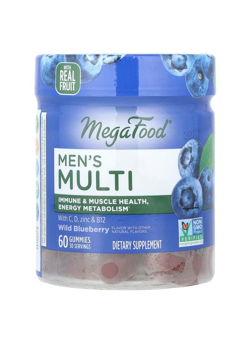 MegaFood Men's Multi, Wild Blueberry,  60 Gummies