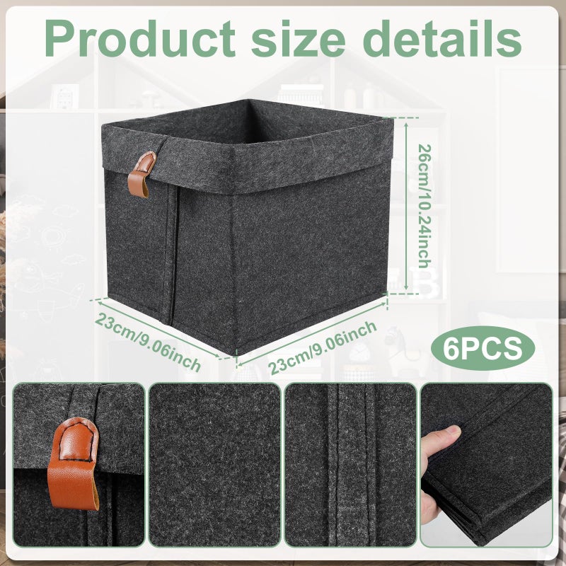 Abizarch 6Pcs Storage Cubes Felt Fabric Cube Storage Bin,9x9x10inch Cloth Cube Storage Bins Felt Storage Cubes 12L Foldable Fabric Storage Baskets Cubby Storage Organizer Cubes for Organizing Clothes Toys - Image 4