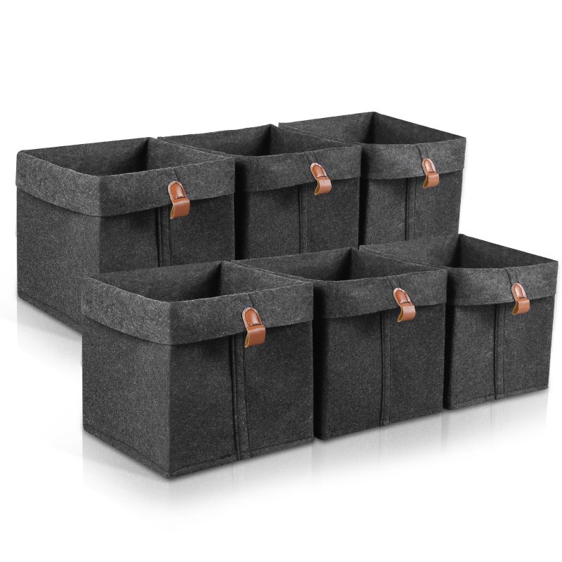 Abizarch 6Pcs Storage Cubes Felt Fabric Cube Storage Bin,9x9x10inch Cloth Cube Storage Bins Felt Storage Cubes 12L Foldable Fabric Storage Baskets Cubby Storage Organizer Cubes for Organizing Clothes Toys - Image 1