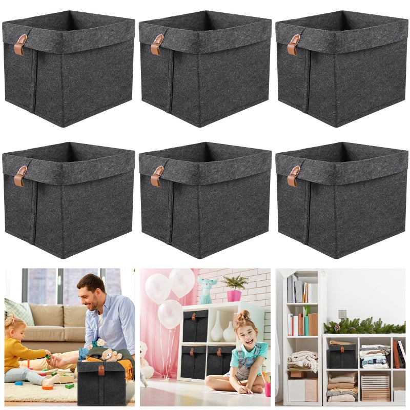 Abizarch 6Pcs Storage Cubes Felt Fabric Cube Storage Bin,9x9x10inch Cloth Cube Storage Bins Felt Storage Cubes 12L Foldable Fabric Storage Baskets Cubby Storage Organizer Cubes for Organizing Clothes Toys - Image 2