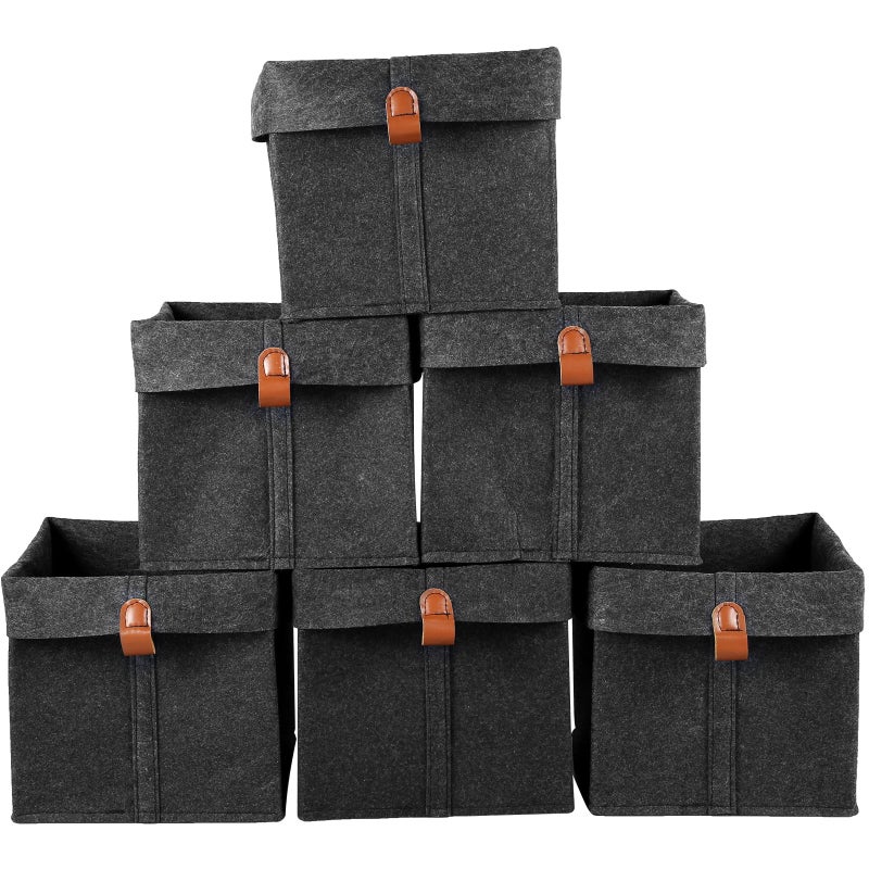 Abizarch 6Pcs Storage Cubes Felt Fabric Cube Storage Bin,9x9x10inch Cloth Cube Storage Bins Felt Storage Cubes 12L Foldable Fabric Storage Baskets Cubby Storage Organizer Cubes for Organizing Clothes Toys - Image 3