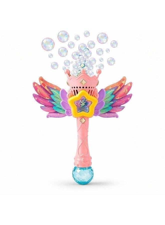 O2. Magic Bubble Wand with Wings – Automatic Bubble Blower Toy for Kids – Rechargeable Battery – Includes Charging Cable & 80ML Bubble Solution – Pink Edition - Image 1