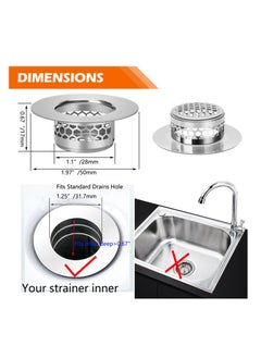 SYOSI 1.1" Bathroom Sink Strainer, Stainless Steel Drain Filter, Small Drain Strainer, Bathtub Lavatory Sink Drain Strainer Hair Catcher for Laundry, Mop Pool, Utility, Slop, RV Sink, Lavatory  - Image 2