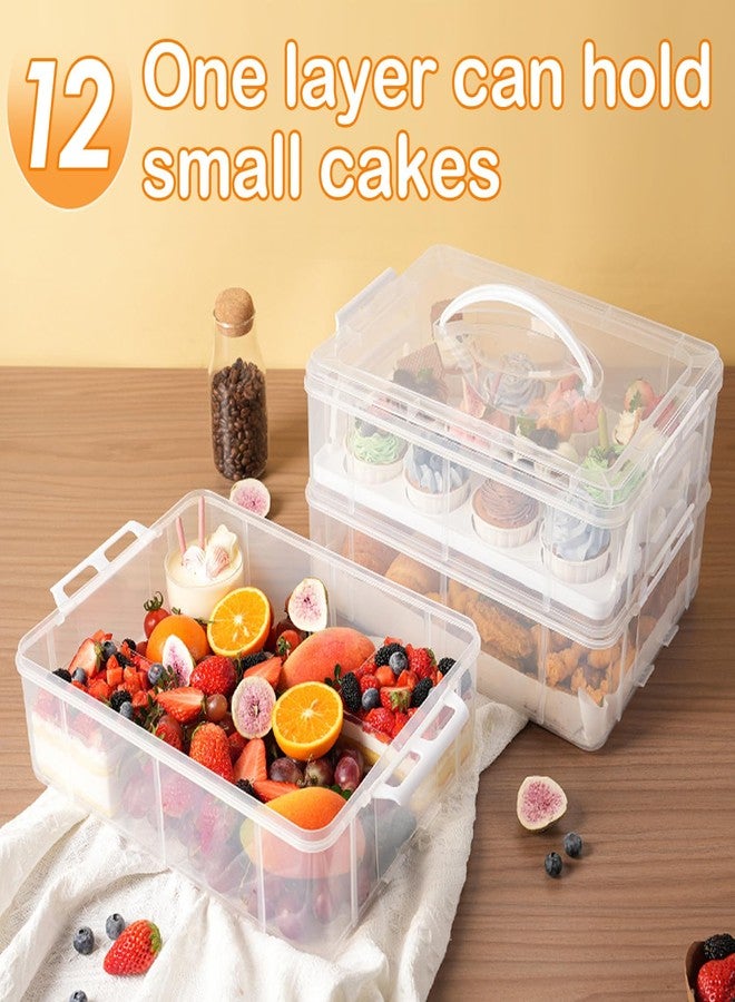 HomDSim Cupcake Carrier Stackable Storage Container Collapsible Cake Carrier with Lid and Handle, with 50 PCS Cupcake liners,Reusable Plastic Dessert Travel Container,Transport Box (24 Cupcakes White) - Image 3