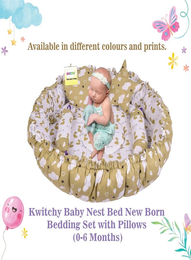 Kwitchy Baby Bed New Born Baby Reversible | Bedding Set | Carry | Cotton | Infants | Products All | Gift | Essentials (0-6 Months) (Green) - Image 2