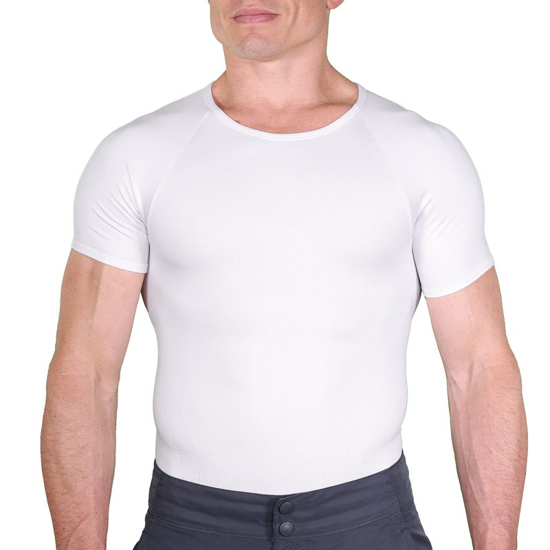 Esteem Apparel قميص ضغط للرجال من Esteem Apparel لإخفاء التثدي (الأبيض، متوسط) - Image 5