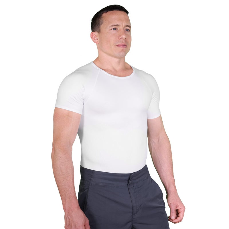 Esteem Apparel قميص ضغط للرجال من Esteem Apparel لإخفاء التثدي (الأبيض، متوسط) - Image 2